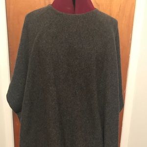 100% Cashmere Gray Poncho, New With Tags